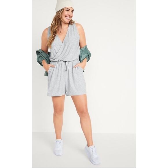 Old Navy Pants - Old Navy XL Breathe On Romper Go-Dry Drawstring Waist Sleeveless Crossover
